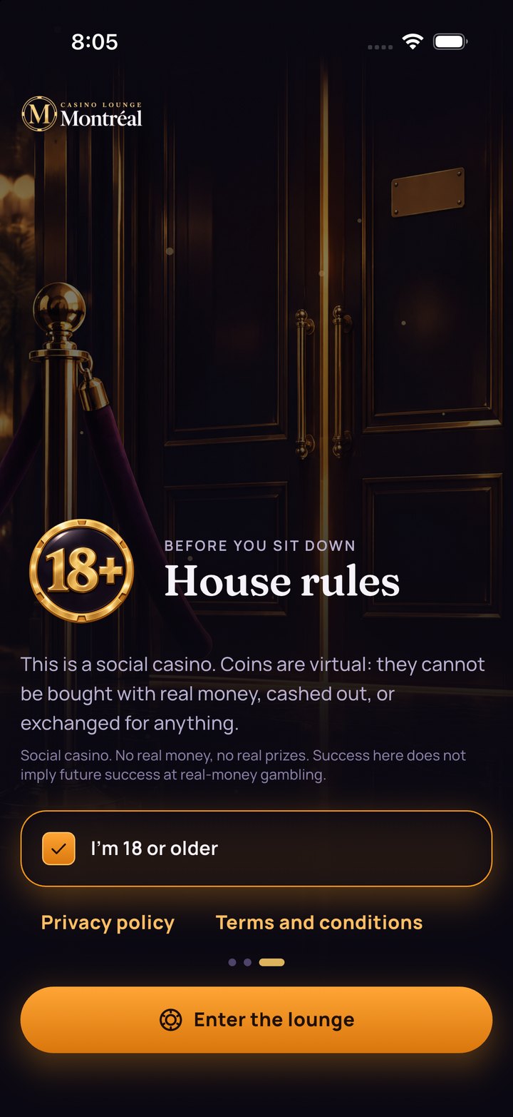 House rules: 18+, no real money