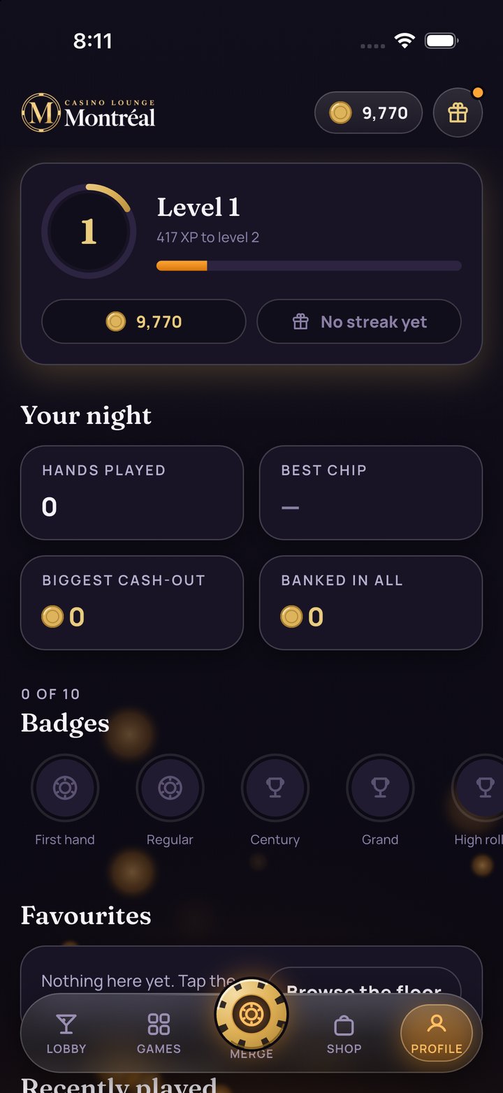 Your night: level, stats and badges