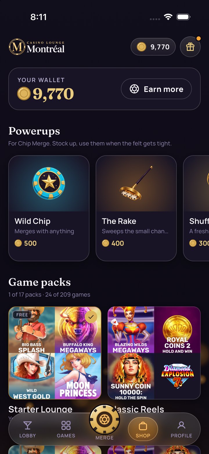 The shop: powerups and game packs